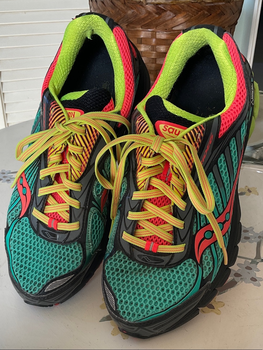 Saucony Women’s Teal, Neon Yellow & Coral Athletic Sneaker Shoes